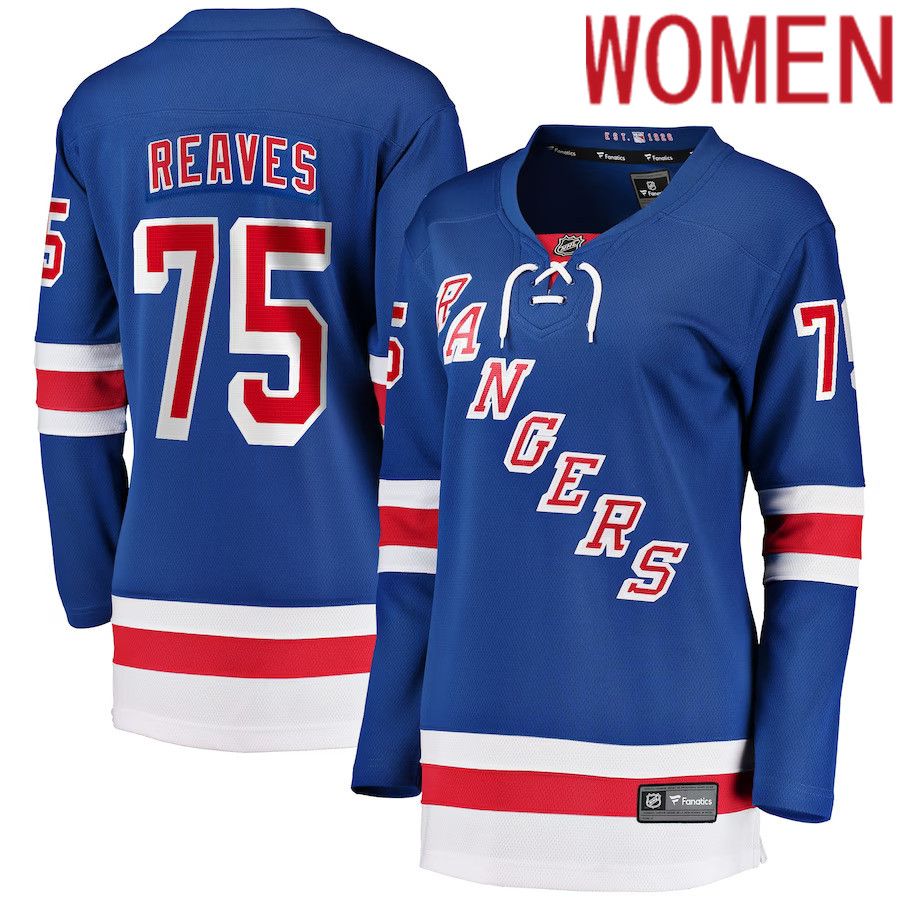 Women New York Rangers 75 Ryan Reaves Fanatics Branded Blue Home Breakaway Player NHL Jersey